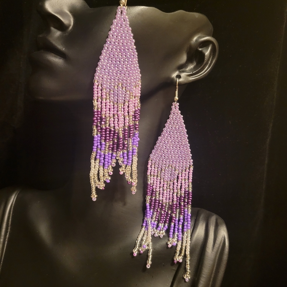 Bohemian Geometric Beaded Earrings - Picture 4 of 4